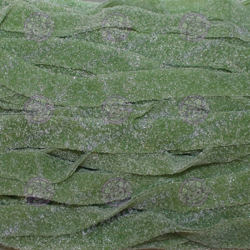 Bandos Acidulés pomme – Rubans de bonbons de 25 cm, goût pomme intense, enrobés de sucre acidulé.